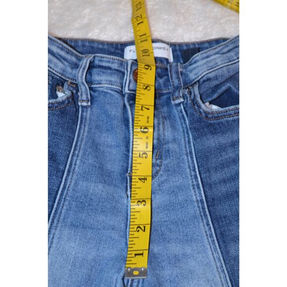 Flying Monkey Girls Two Tone Flare Rise Flare Stretch Raw Hem Jeans Size 12 - Picture 5 of 8
